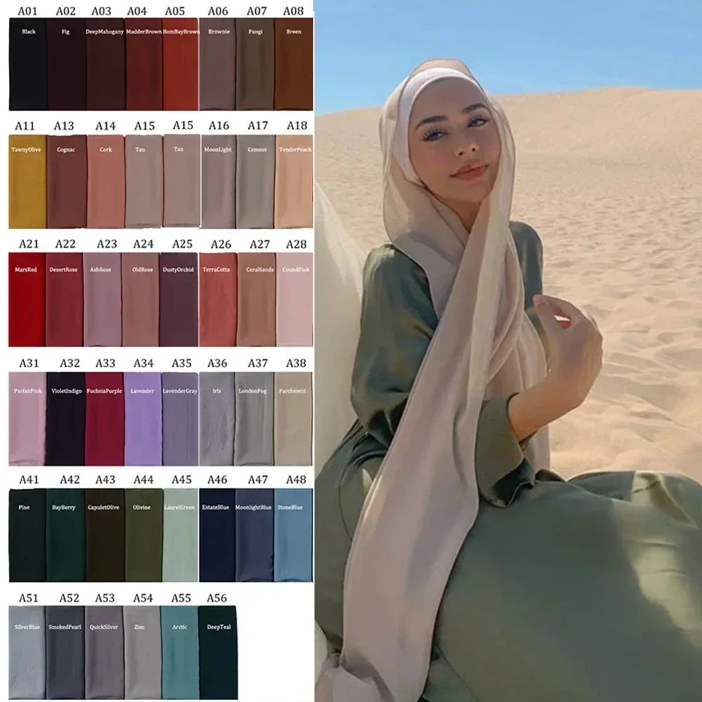 Muslim Women Chiffon Hijab Scarf Chiffon Soft Hijabs Shawl Long Scarves Wrap Headscarves For Muslim Fashion - ElinaStoreElinaStoreElinaStore91428766;2024129;1733751735
