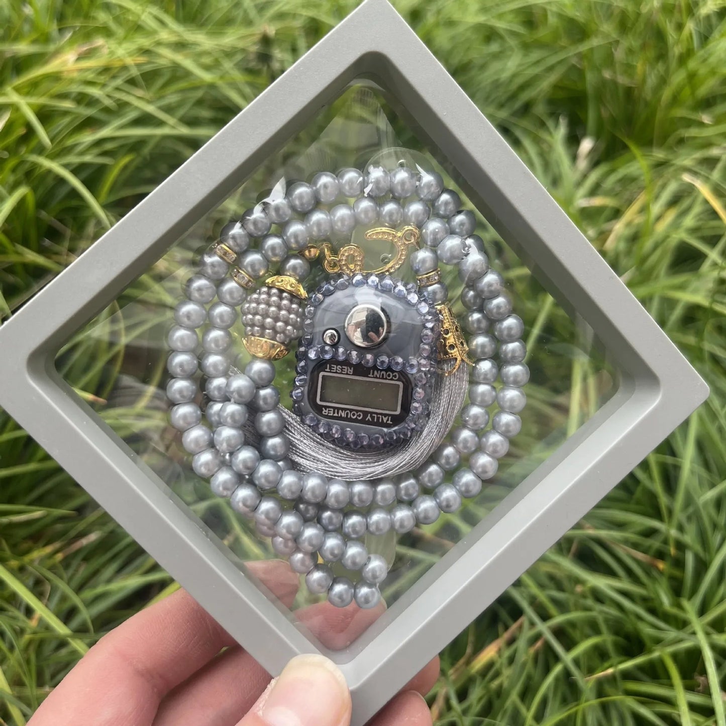 Religious Glass Pearl Worry Beads Digital Finger Tally Counter with Box Prayer Rosary Tasbih Islamique for Wedding Eid Gift - ElinaStoreotherElinaStoreElinaStore14:1254#SET - 9;200000061:100009342