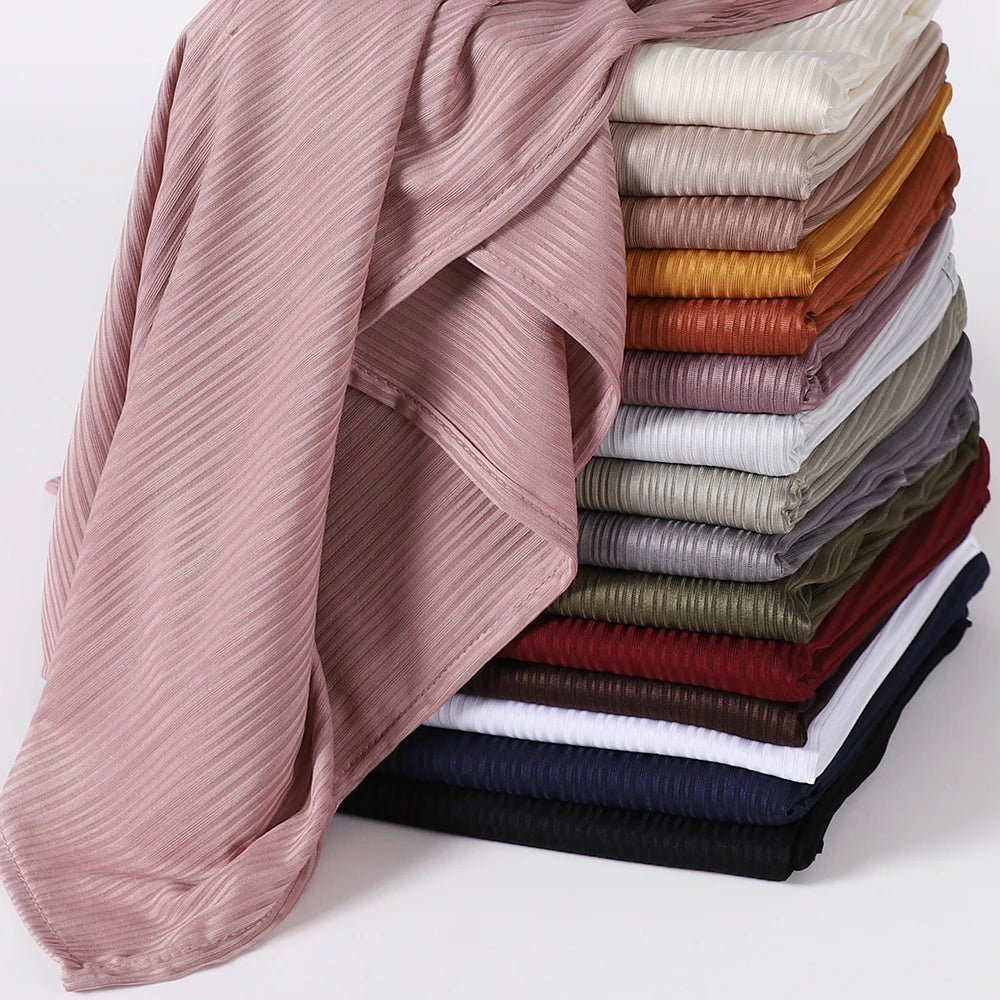 Ribbed Jersey Hijab Muslim Plain Scarf Crepe Hijab Scarf Soft Islamic Shawls Wraps Headband Voile Femme Musulman - ElinaStoreElinaStoreElinaStore91429235;2024129;1733751748