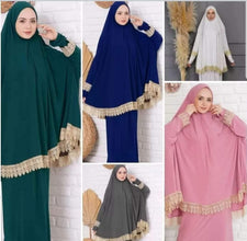 Women Muslim Islamic Hijab Blouse Skirts Sets Ramadan Prayer Khimar Abaya Robe Arab Burqa Middle East Vestidos