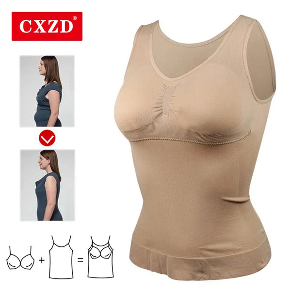 CXZD New Women Shapewear Padded Tummy Control Tank Top Slimming Camisole Removable Body Shaping Compression Vest Corset