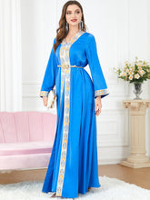 Long Dress Split V-neck Kaftan Long Sleeve Two Piece Dress