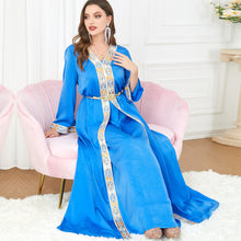 Long Dress Split V-neck Kaftan Long Sleeve Two Piece Dress