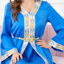 Long Dress Split V-neck Kaftan Long Sleeve Two Piece Dress