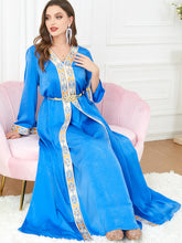 Long Dress Split V-neck Kaftan Long Sleeve Two Piece Dress