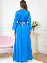 Long Dress Split V-neck Kaftan Long Sleeve Two Piece Dress