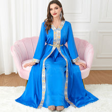 Long Dress Split V-neck Kaftan Long Sleeve Two Piece Dress