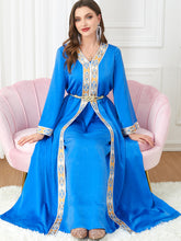 Long Dress Split V-neck Kaftan Long Sleeve Two Piece Dress