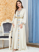 Long Dress Split V-neck Kaftan Long Sleeve Two Piece Dress