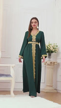 Dresses For Muslim Women Lace Embroidery V-Neck