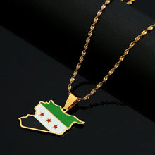 Stainless Steel Syria Map Flag Pendant Necklaces Fashion Syrians Map Chain Jewelry - ElinaStoreElinaStoreElinaStore91441266;2024129;1733753721