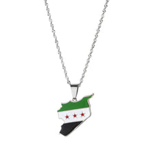 Stainless Steel Syria Map Flag Pendant Necklaces Fashion Syrians Map Chain Jewelry - ElinaStoreElinaStoreElinaStore91441267;2024129;1733753721