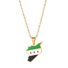 Stainless Steel Syria Map Flag Pendant Necklaces Fashion Syrians Map Chain Jewelry - ElinaStoreElinaStoreElinaStore91441266;2024129;1733753721