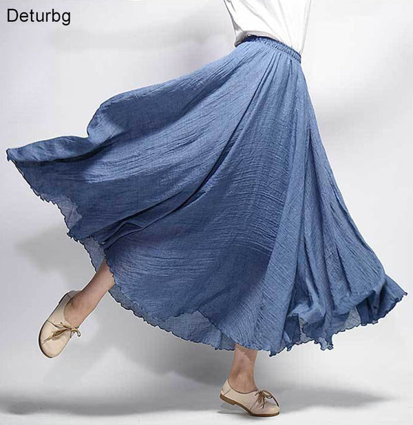 Women's High Waist Linen Maxi Skirt for Summer 2023