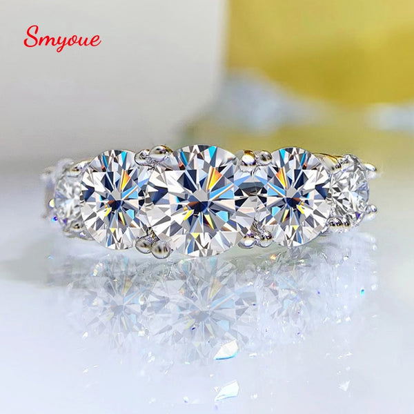 Smyoue 18k Plated 3.6CT All Moissanite Rings for Women 5 Stones